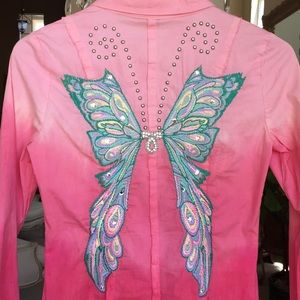 Pink Embroidered Butterfly Blouse